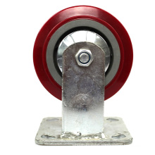 5 inch heavy duty plate rigid jujube red  mute PVC casters